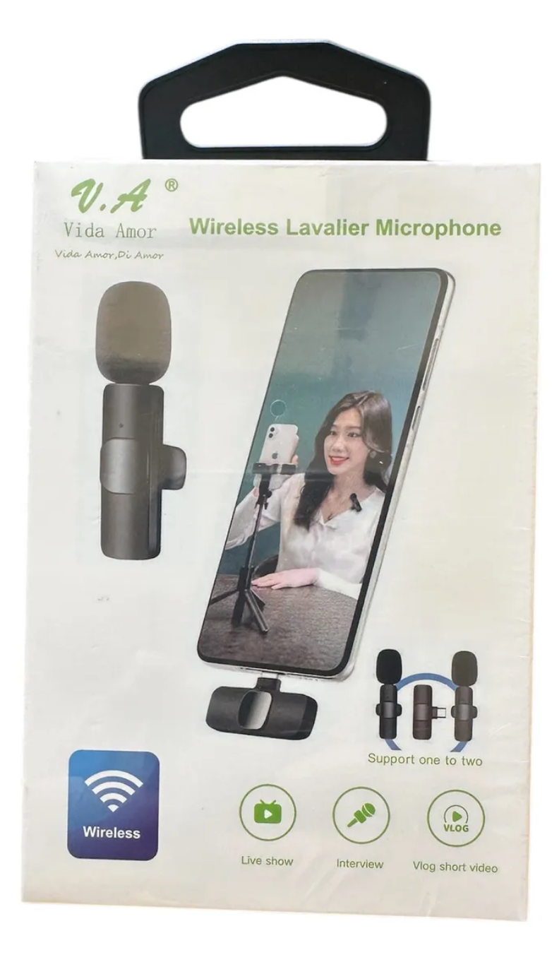 Micrófono Inalámbrico Solapa Lavalier Para Celular Usb-c Color Negro