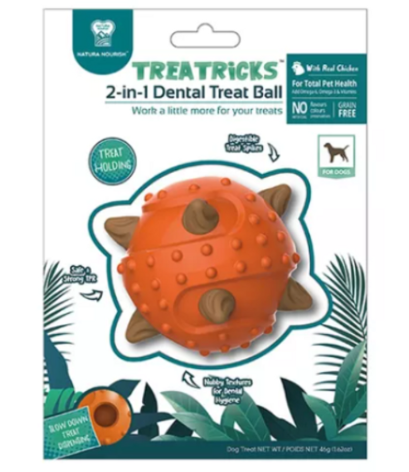 Juguete - Natura Nourish Pet Treat 2 En 1 Dental Pelota