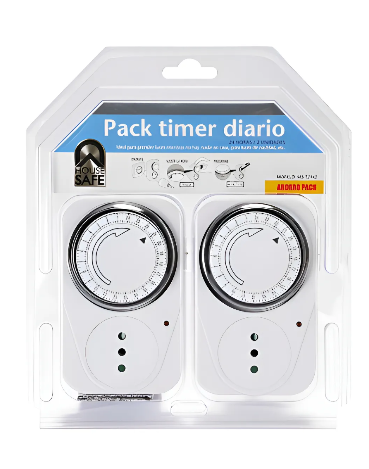 Temporizador Eléctrico Pack 2 Timer Diario House Safe